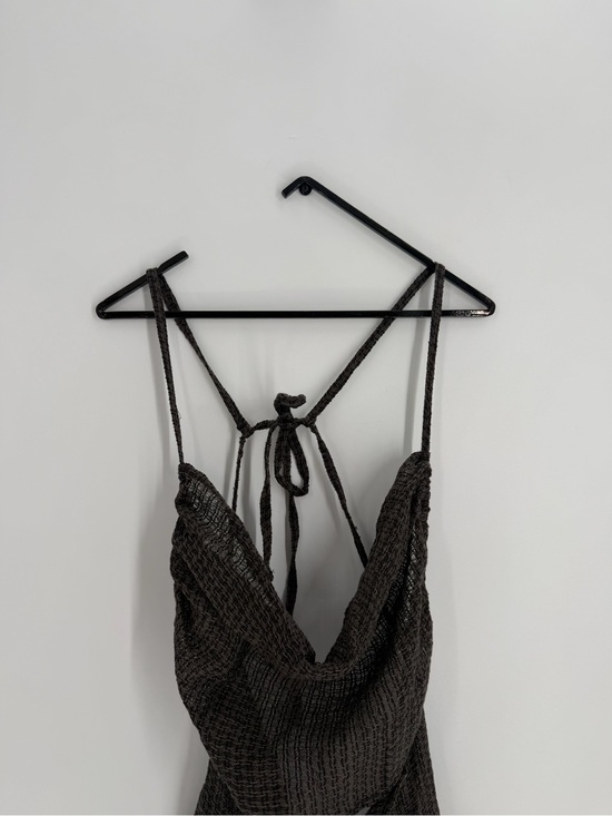 Le Kasha Dresses & Skirts - Le Kasha Kharga Detachable Convertible Linen Sheer Weave Dress Set In Charcoal